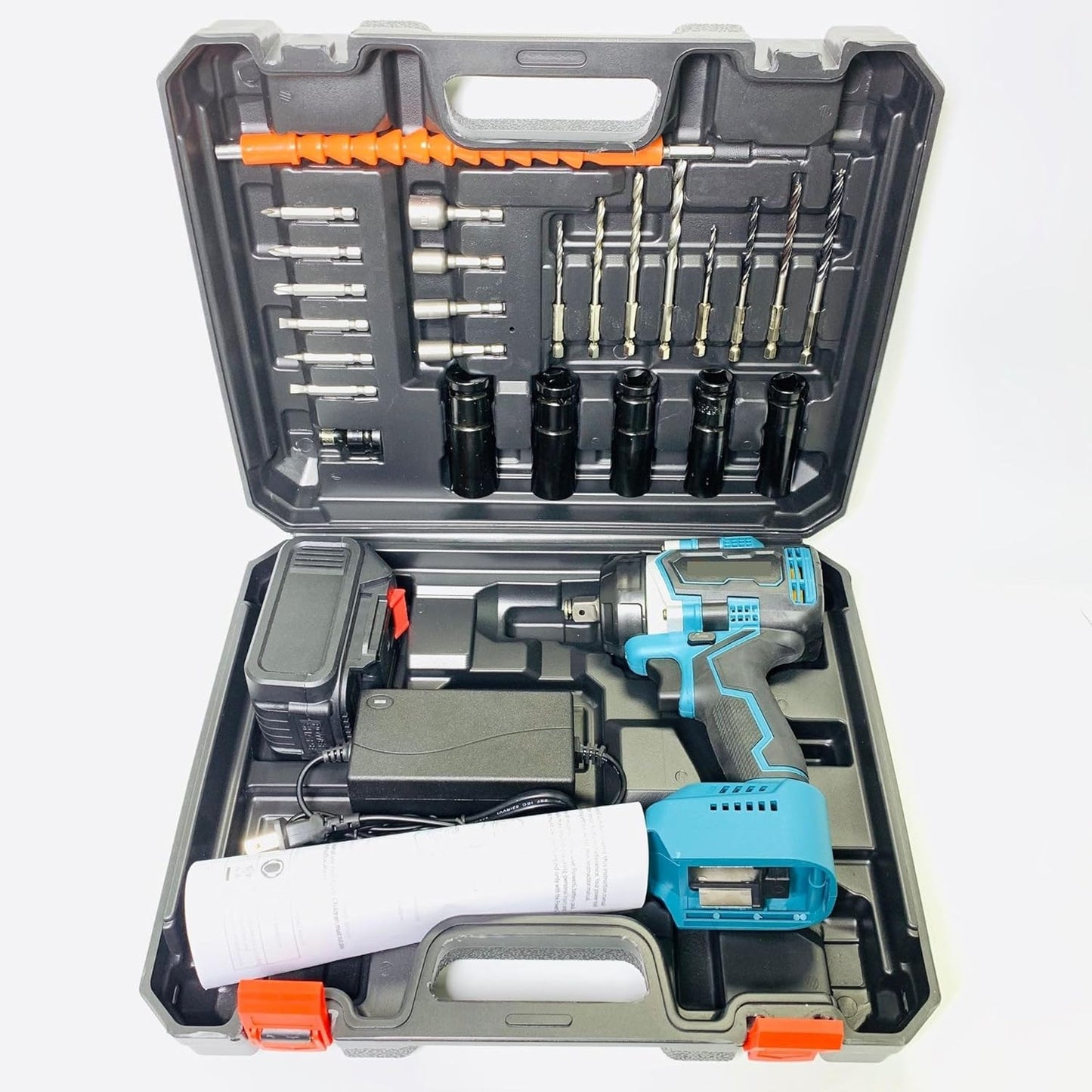 KIT : 2X1 TALADO INALAMBRICO + FUNCION PISTOLA DE IMPACTO + 26 ACESORIOS + 2 BACTERIA