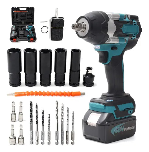 KIT : 2X1 TALADO INALAMBRICO + FUNCION PISTOLA DE IMPACTO + 26 ACESORIOS + 2 BACTERIA