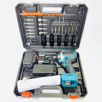 KIT : 2X1 TALADO INALAMBRICO + FUNCION PISTOLA DE IMPACTO + 26  ACESORIOS + 2 BACTERIA